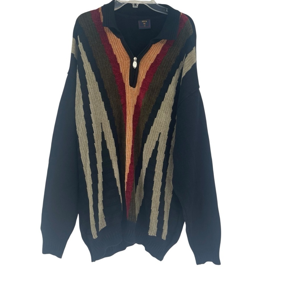 Valentino Coupeau Men Pullover Sweater Acrylic 1/4 Zip Collar Arfa Size 54 (XL)